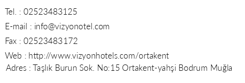 Vizyon Otel Ortakent telefon numaralar, faks, e-mail, posta adresi ve iletiim bilgileri